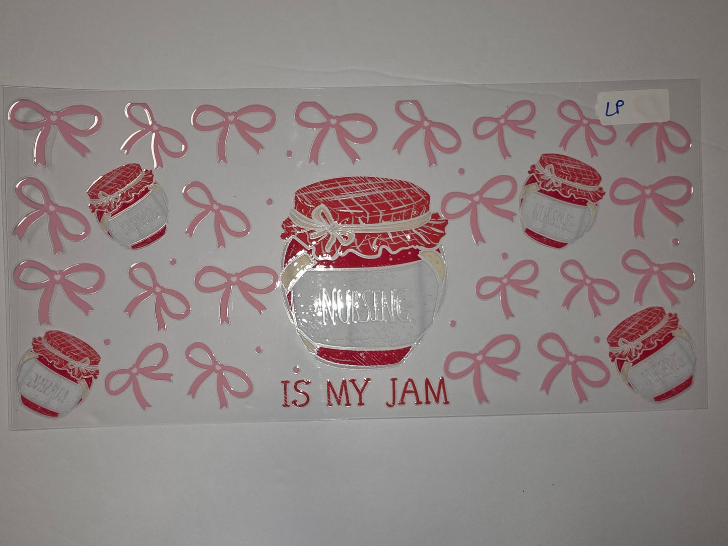 Pink Bows & Nursing Jam Jar Tumbler Wrap | Cute Nurse Gift | Red & White Design