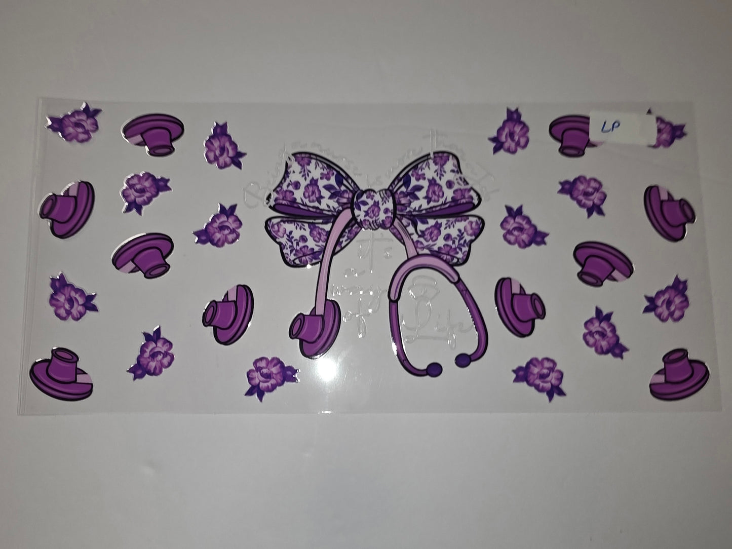 Purple Floral Stethoscope & Bow Tumbler Wrap | Nurse & Medical Gift