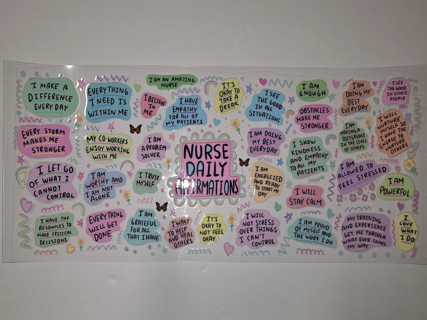 Nurse Daily Affirmations Tumbler Wrap | Pastel Colors | Inspirational Quotes