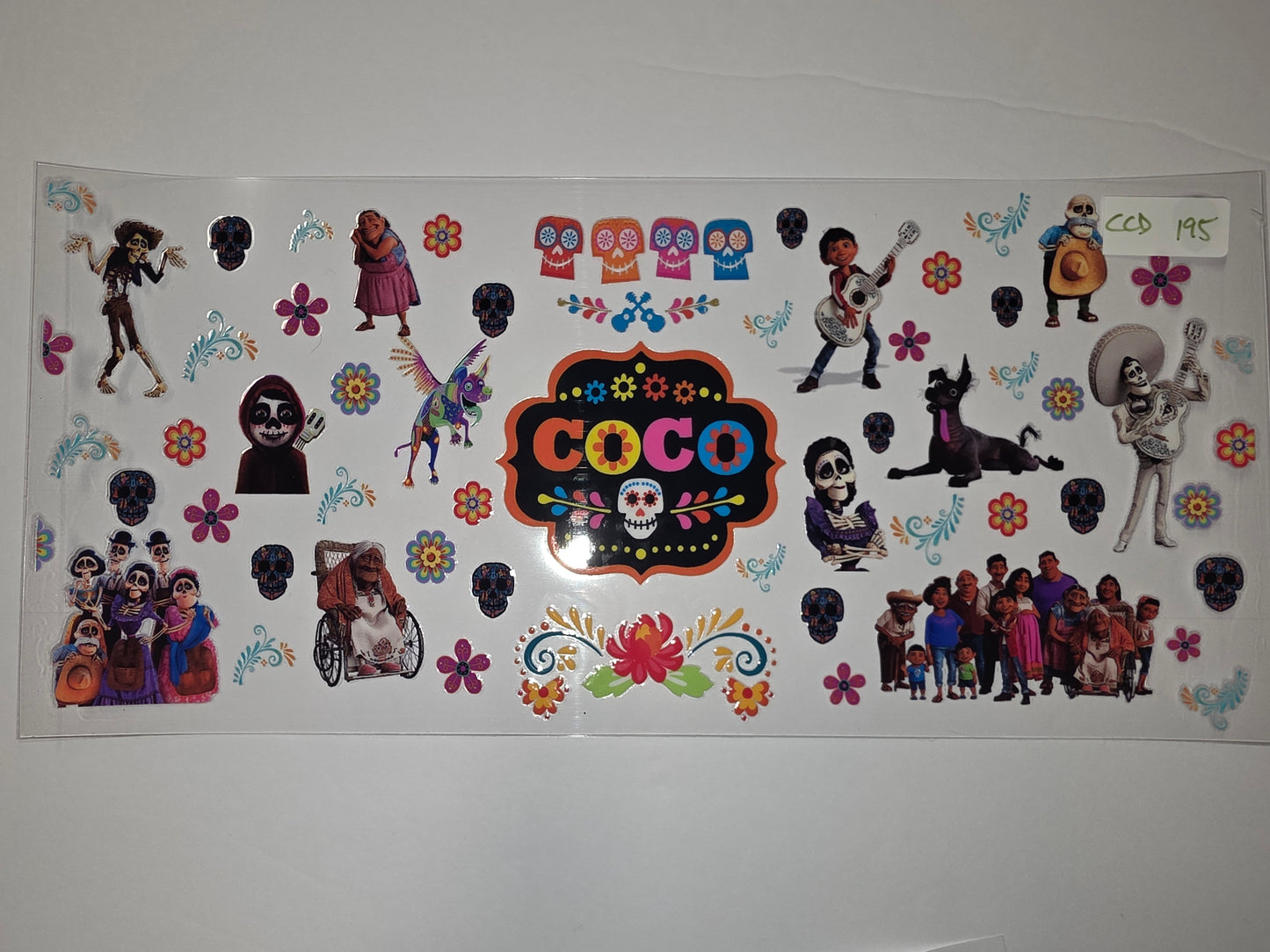 Coco Movie Inspired Tumbler Wrap - Skeleton Characters & Floral Design