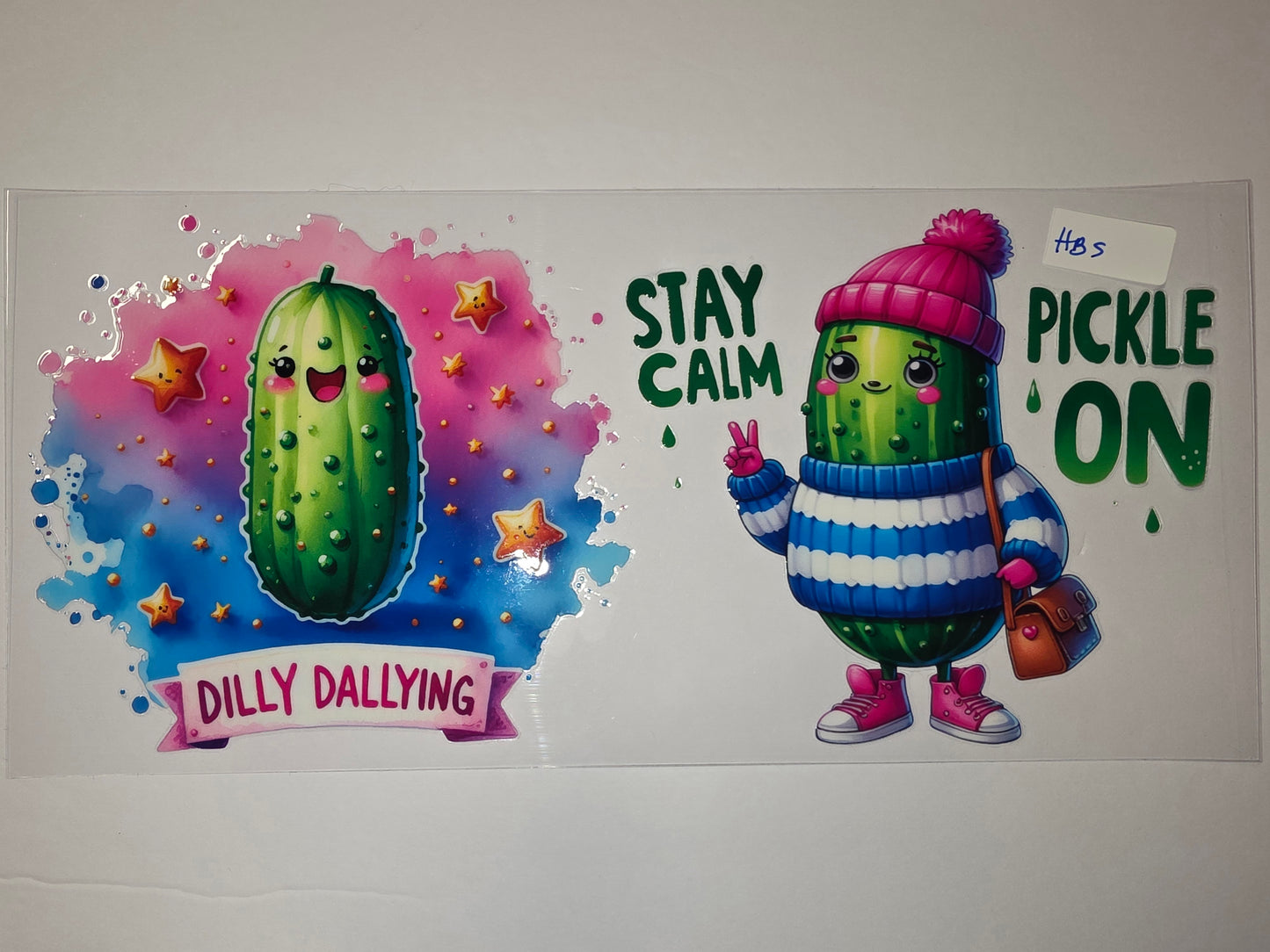 Cute Pickle Tumbler Wrap | "Dilly Dallying" & "Stay Pickle On" Designs | Pink, Blue, Green