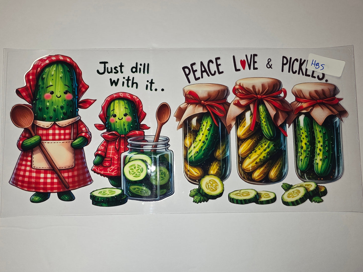 Cute Pickle Tumbler Wrap - "Just Dill With It" & "Peace Love Pickles" Design