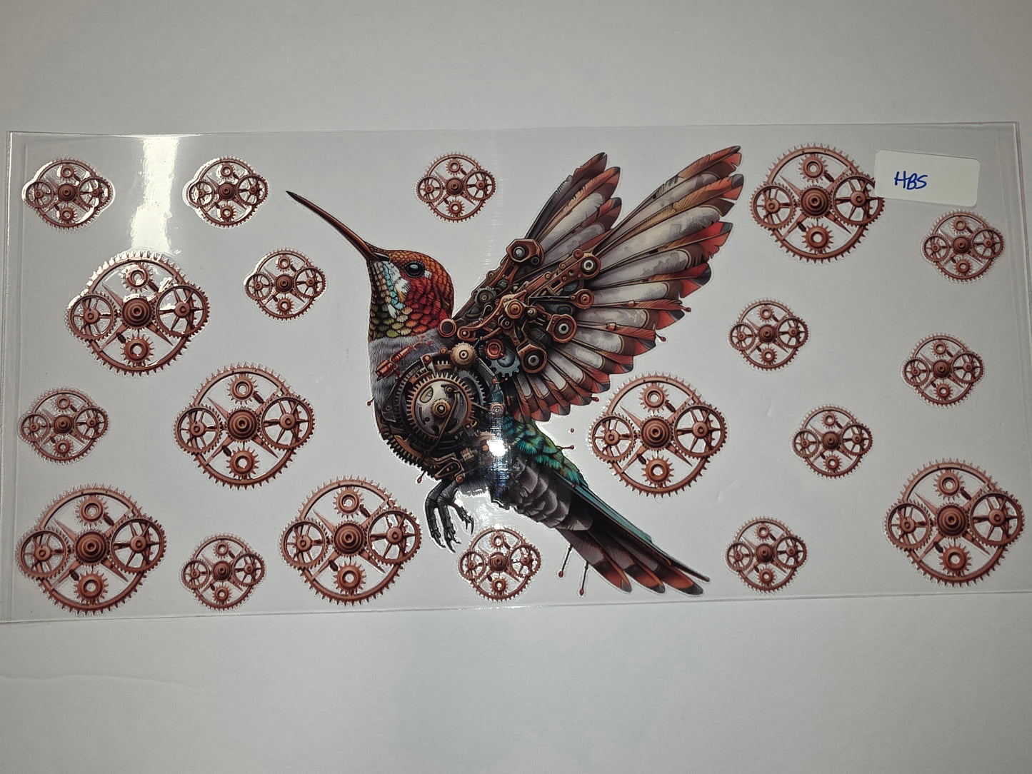Steampunk Hummingbird & Gears Tumbler Wrap - Vintage Mechanical Bird Design