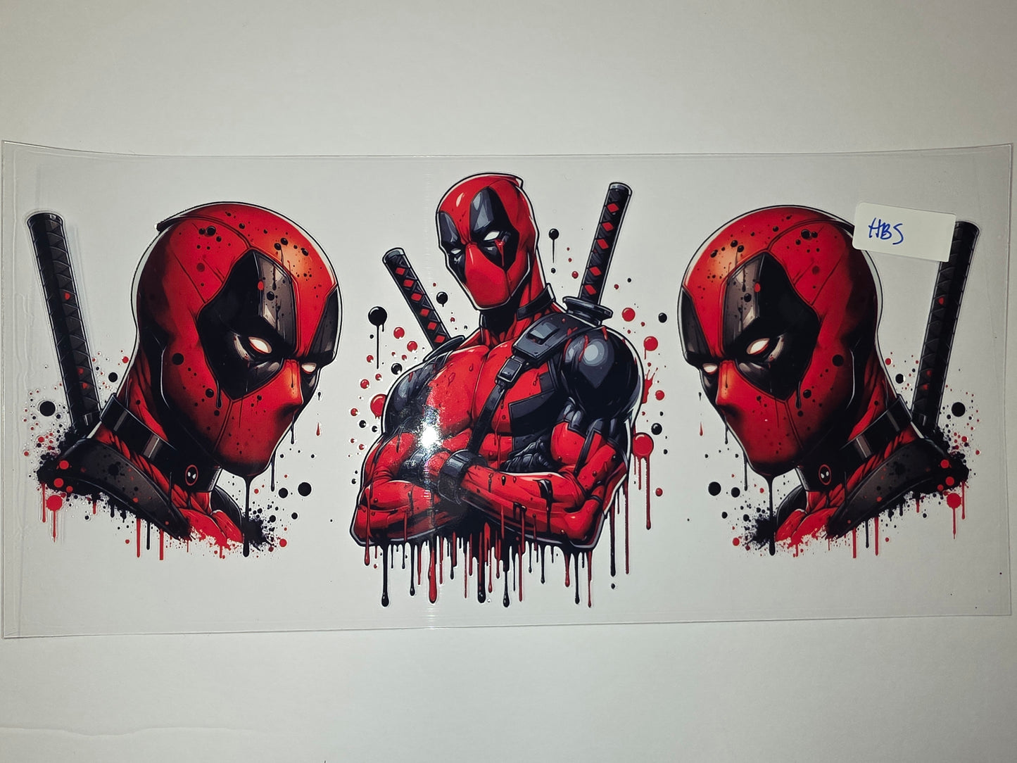 Deadpool Tumbler Wrap - Red & Black Comic Style with Dripping Effect