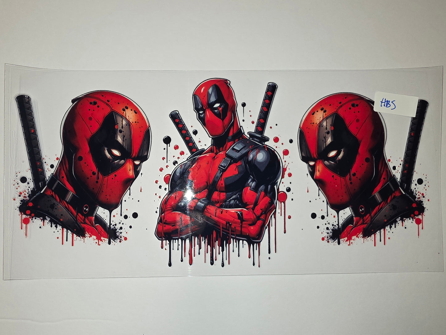 Deadpool Dripping Paint Tumbler Wrap - Red & Black Comic Hero Design