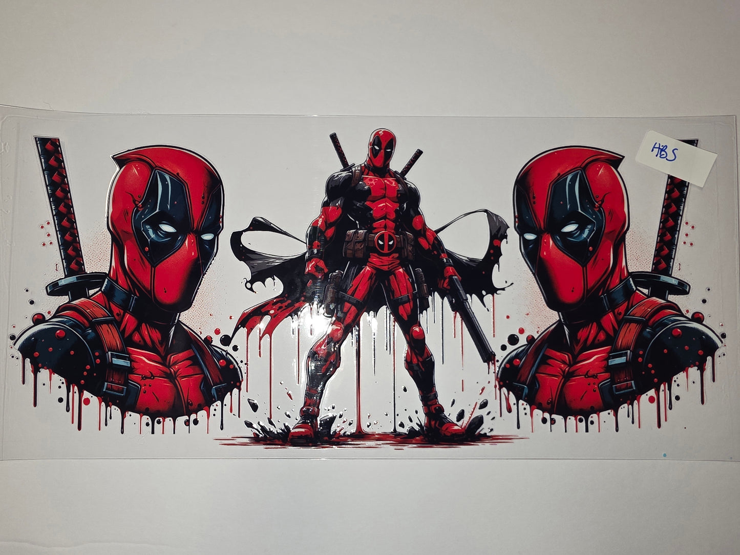 Deadpool Red & Black Dripping Splatter Tumbler Wrap - Comic Hero Drinkware Design