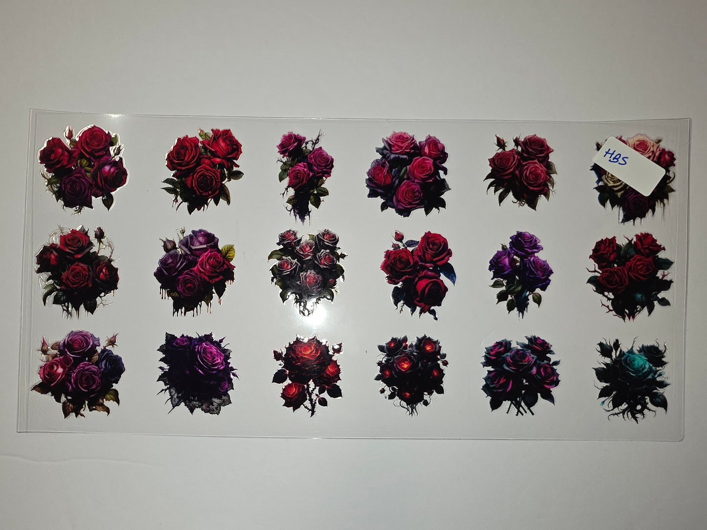 Gothic Rose Bouquet Tumbler Wraps - Dark Red, Purple, Teal & Black Floral Designs