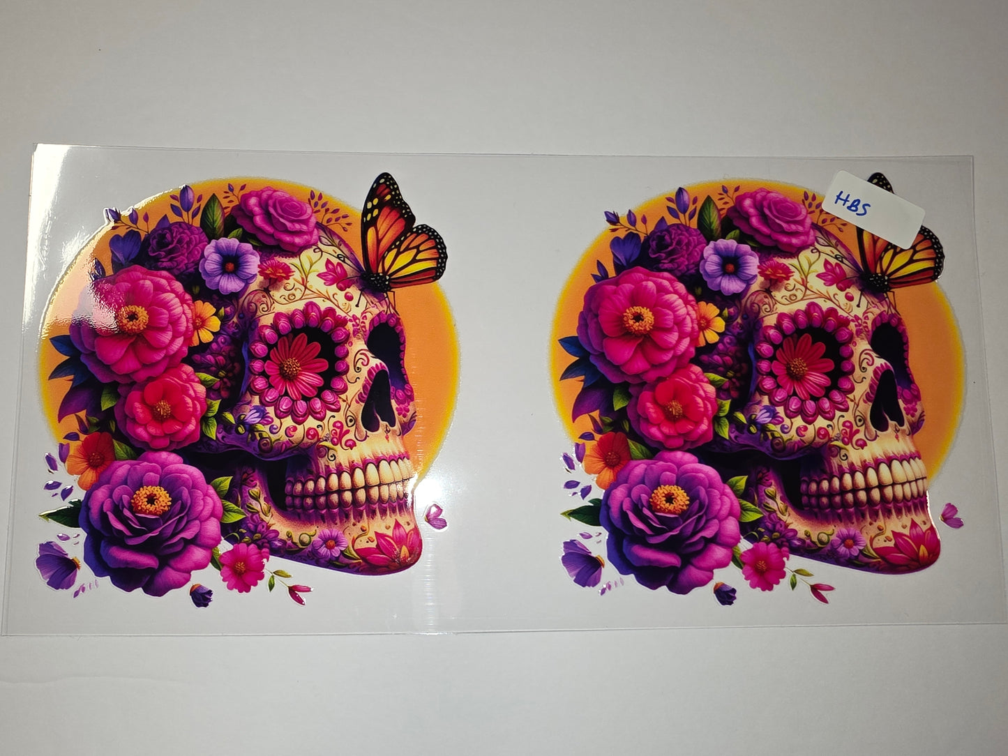 Vibrant Floral Skull Tumbler Wrap | Day of the Dead Inspired Design | Pink, Purple, Orange