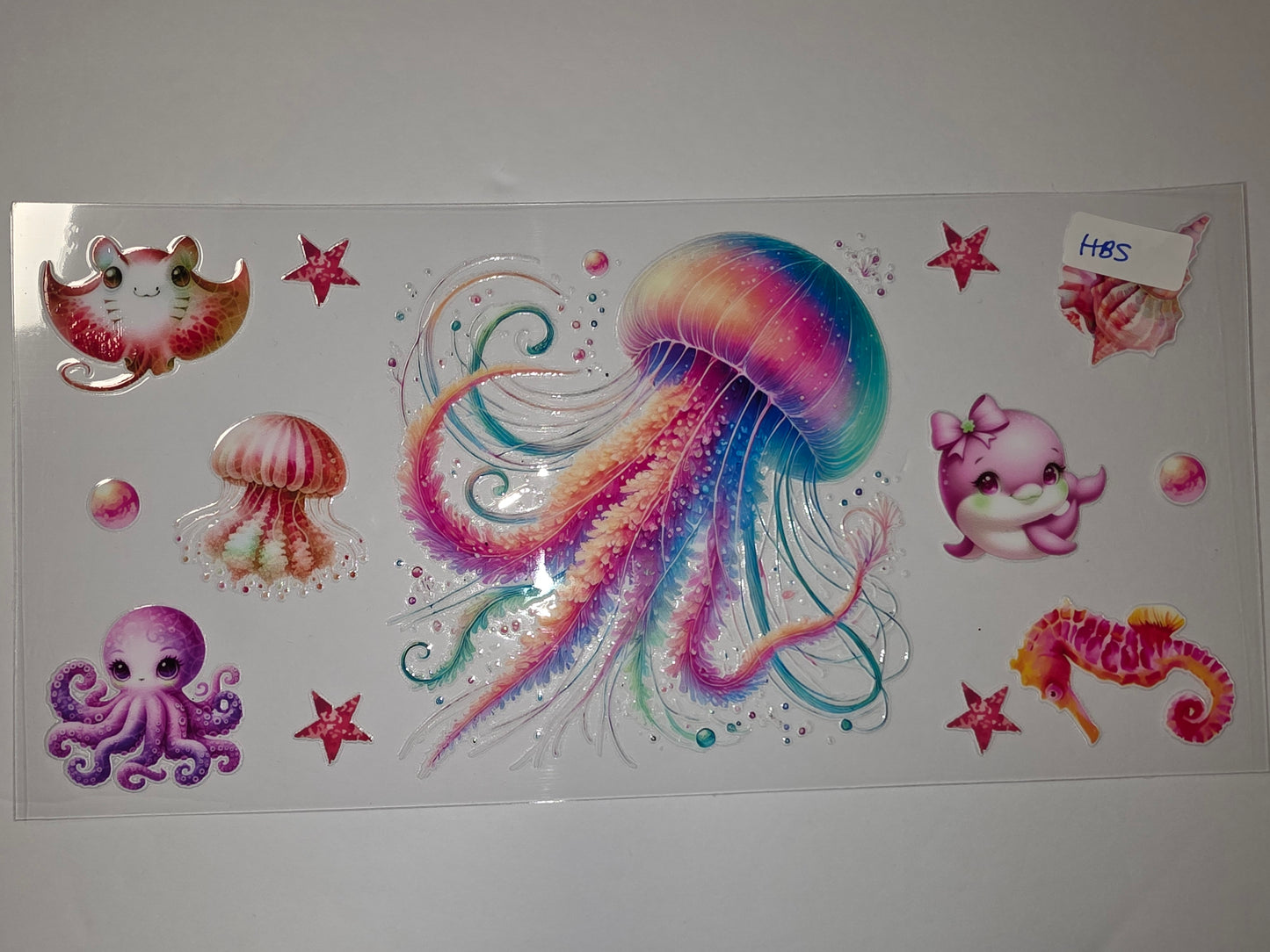 Whimsical Ocean Friends Tumbler Wrap - Jellyfish, Dolphin, Octopus, Seahorse - Vibrant Colors