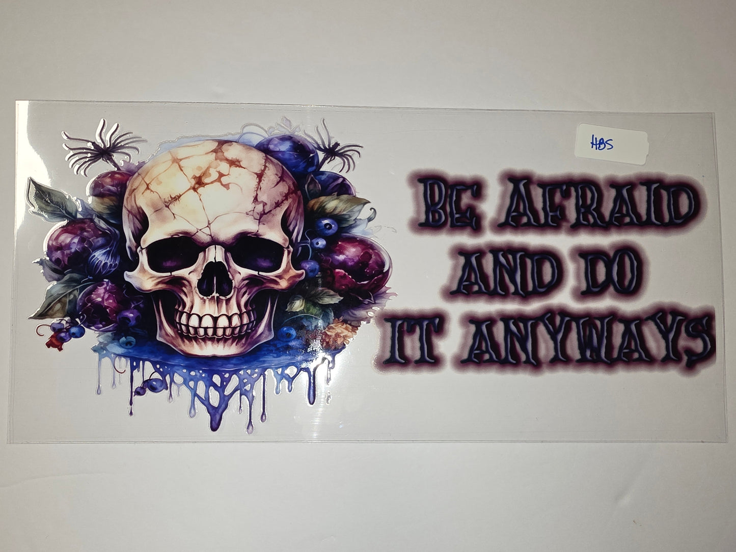 Gothic Skull & Berries Tumbler Wrap - "Be Afraid and Do It Anyways" - Dark Purple & Tan