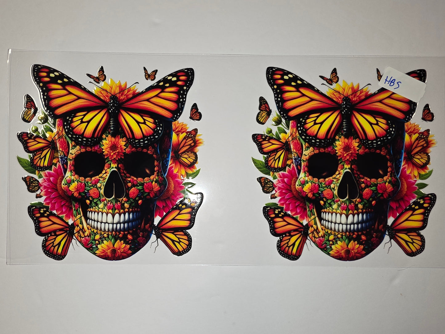 Monarch Butterfly Skull Floral Tumbler Wrap | Day of the Dead Inspired Design