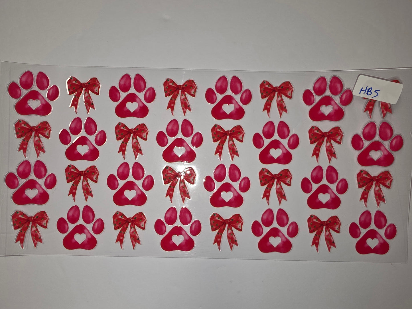 Pink Paw Print & Bow Tumbler Wrap - Valentine's Day Dog Lover Design
