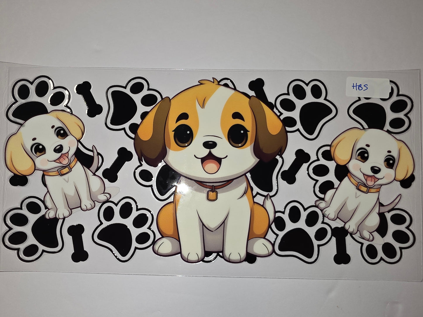 Cute Puppy Dog Paw Print Bone Tumbler Wrap - Adorable Cartoon Dog Design