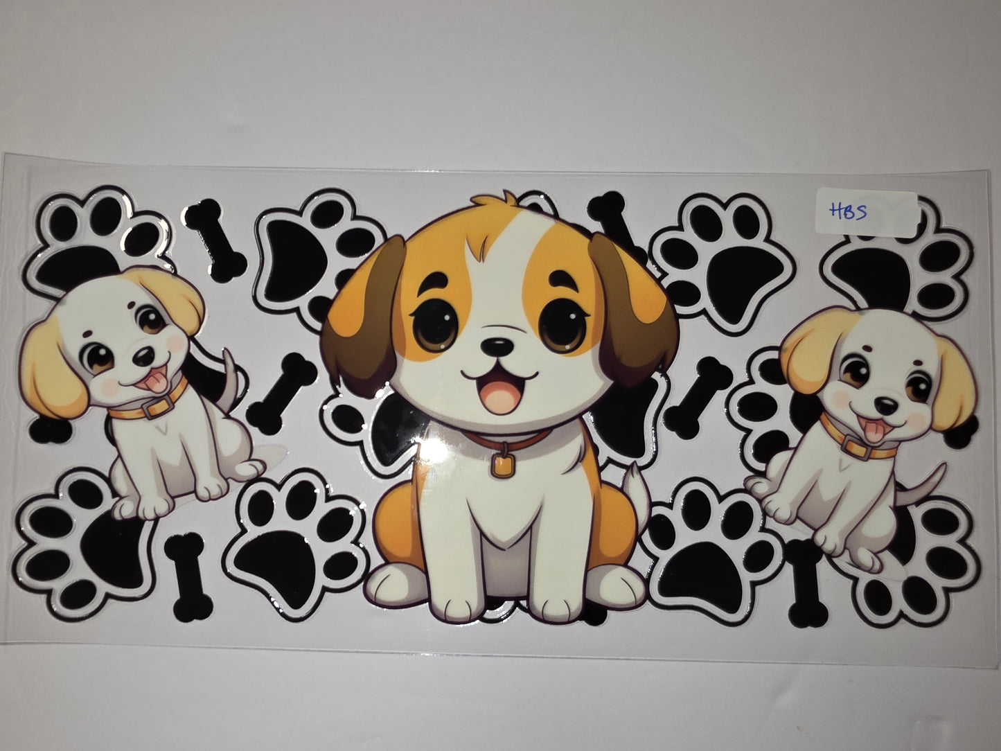 Cute Puppy Dog Paw Print Bone Tumbler Wrap - Adorable Cartoon Dog Design