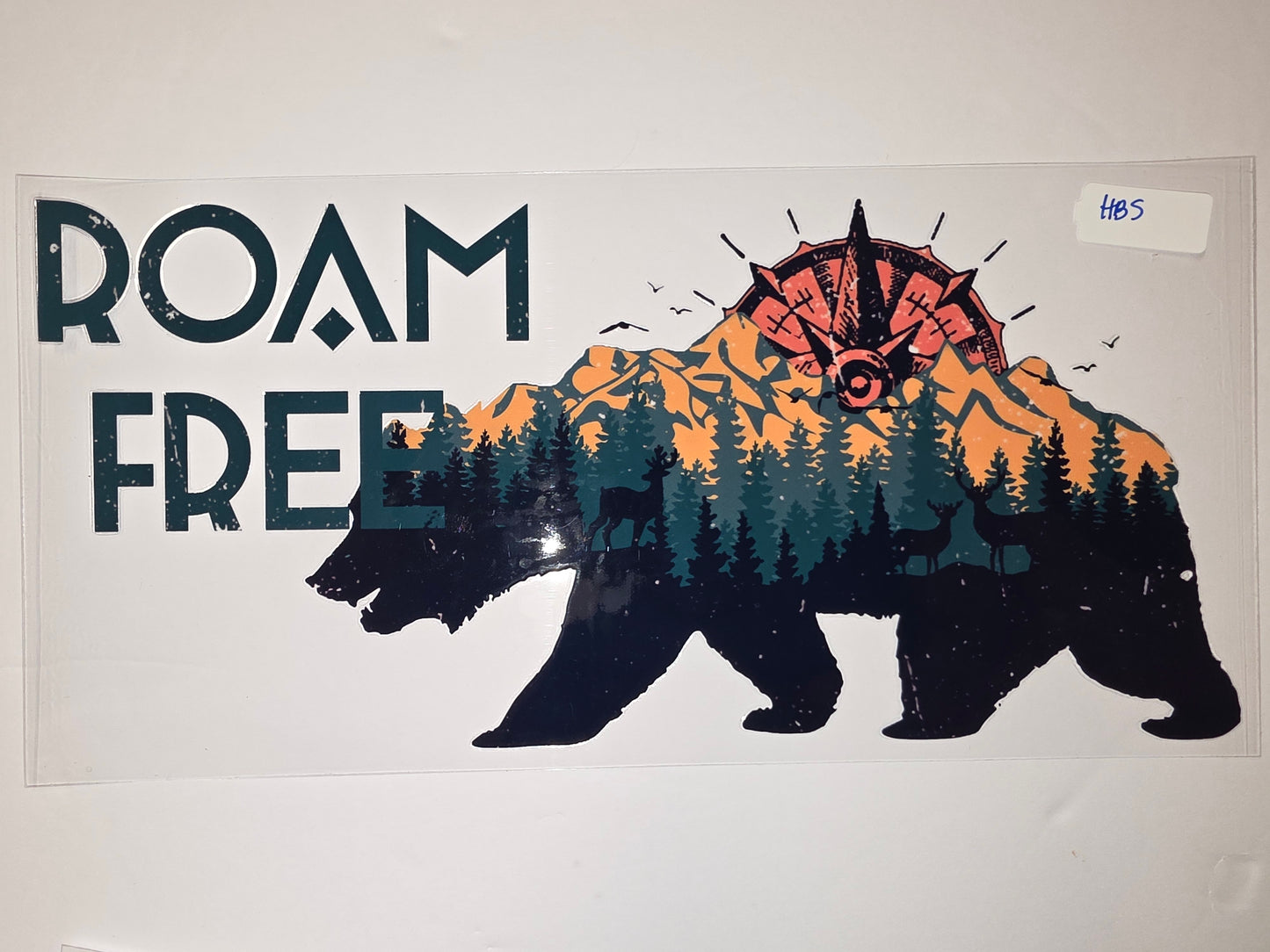 Bear Mountain Forest Deer Compass Wrap - Teal, Orange, Black - Adventure Theme
