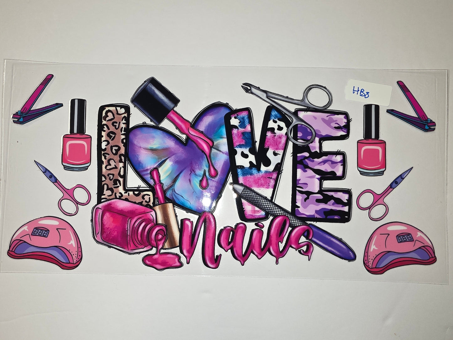 Nail Tech "LOVE Nails" Tumbler Wrap - Pink, Purple, Leopard & Camo Designs