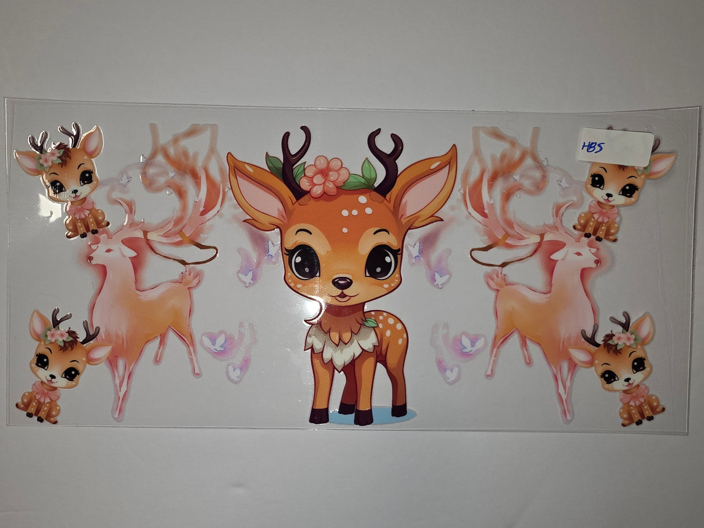 Cute Deer Family Tumbler Wrap | Whimsical Forest Animals | Pink & Orange Hues