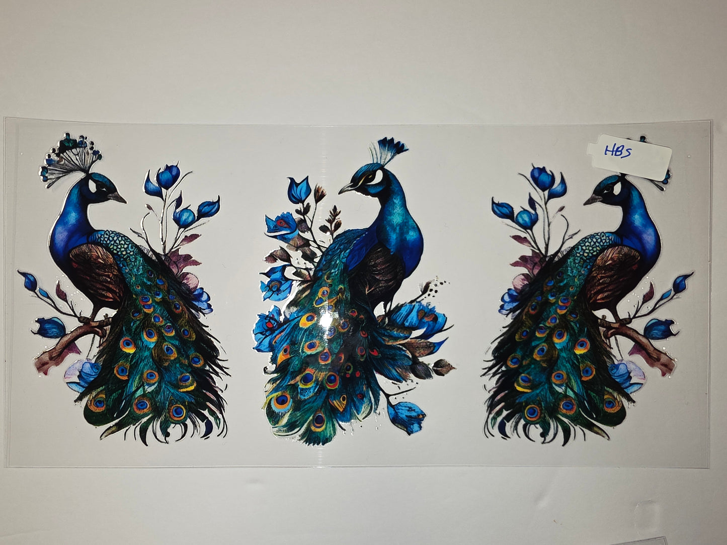 Vibrant Peacock & Blue Floral Tumbler Wrap - Majestic Bird Design