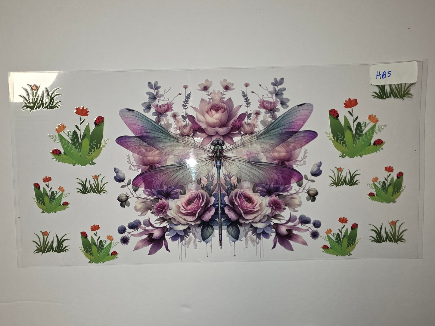 Whimsical Dragonfly & Floral Tumbler Wrap | Purple, Pink, Green | Nature & Garden Design
