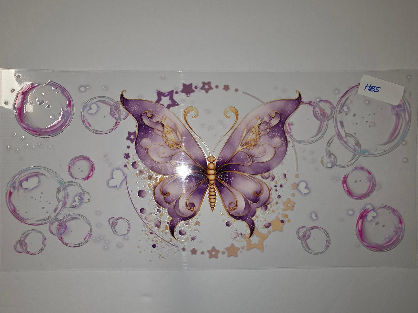 Enchanting Purple Butterfly & Bubbles Tumbler Wrap - Whimsical Drinkware Design