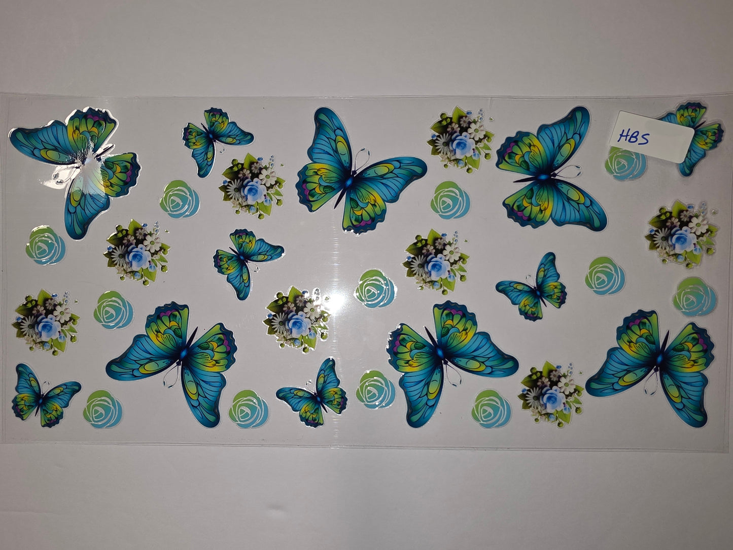 Vibrant Blue & Green Butterfly Tumbler Wrap | Floral Butterfly Design | Sublimation Cup Art