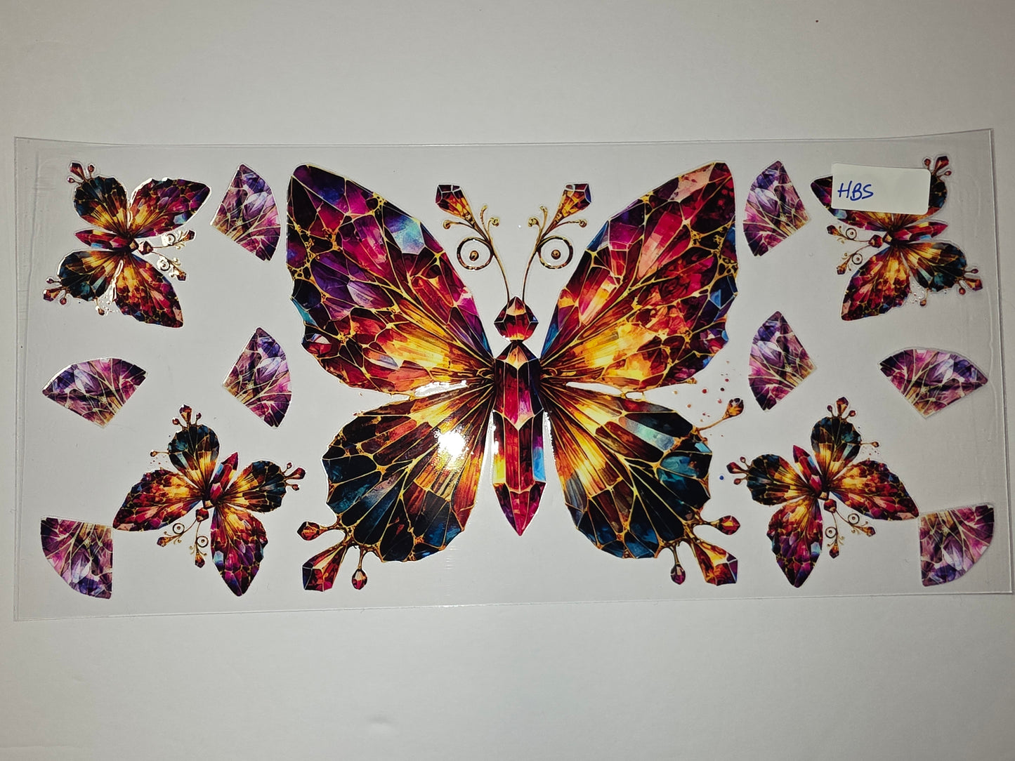 Crystal Butterfly Tumbler Wrap - Vibrant Gemstone Design - Pink, Purple, Gold