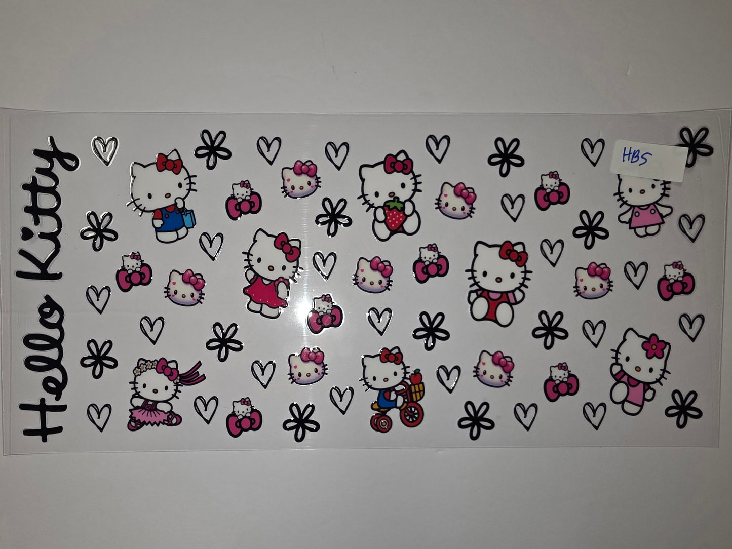 Hello Kitty Tumbler Wrap Design - Cute Kawaii Pink & Red Bows, Hearts & Flowers
