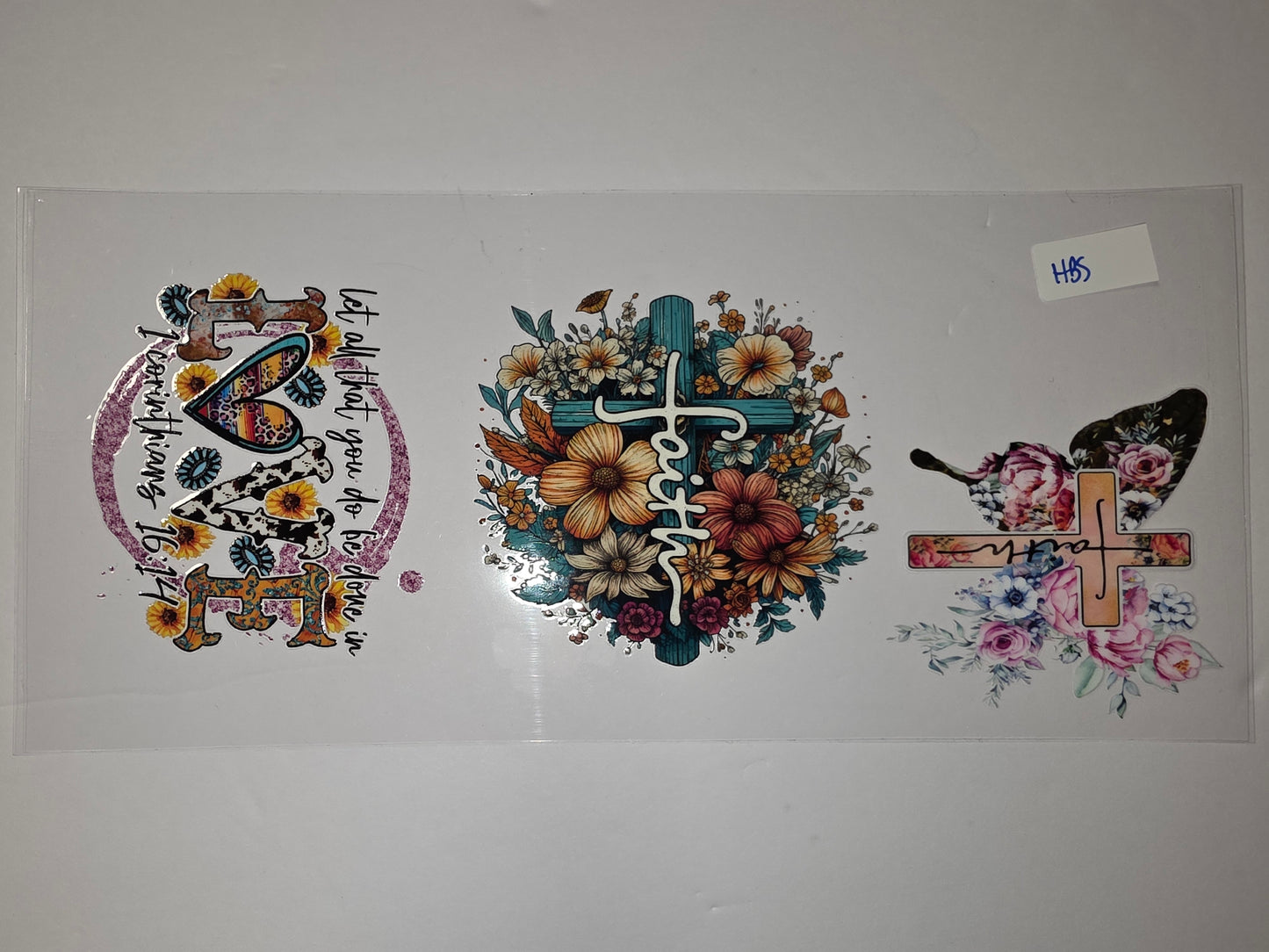 Boho Floral Faith Cross Tumbler Wraps | Sunflower & Butterfly Designs | Christian Drinkware