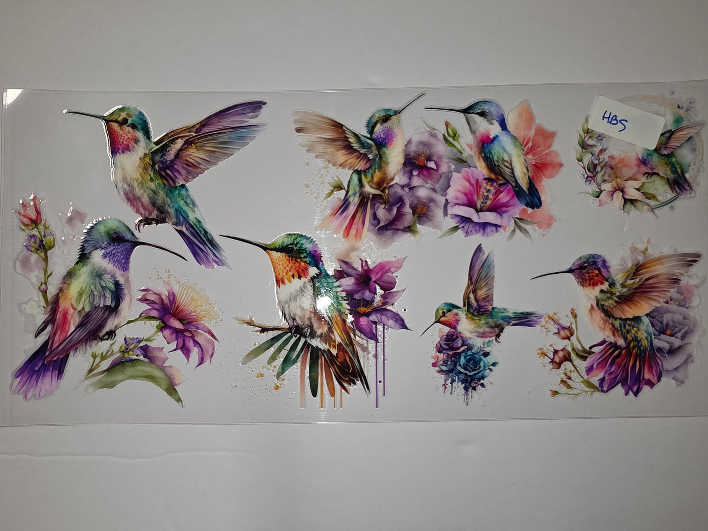 Vibrant Hummingbird & Floral Tumbler Wrap - Watercolor Style Drinkware Design