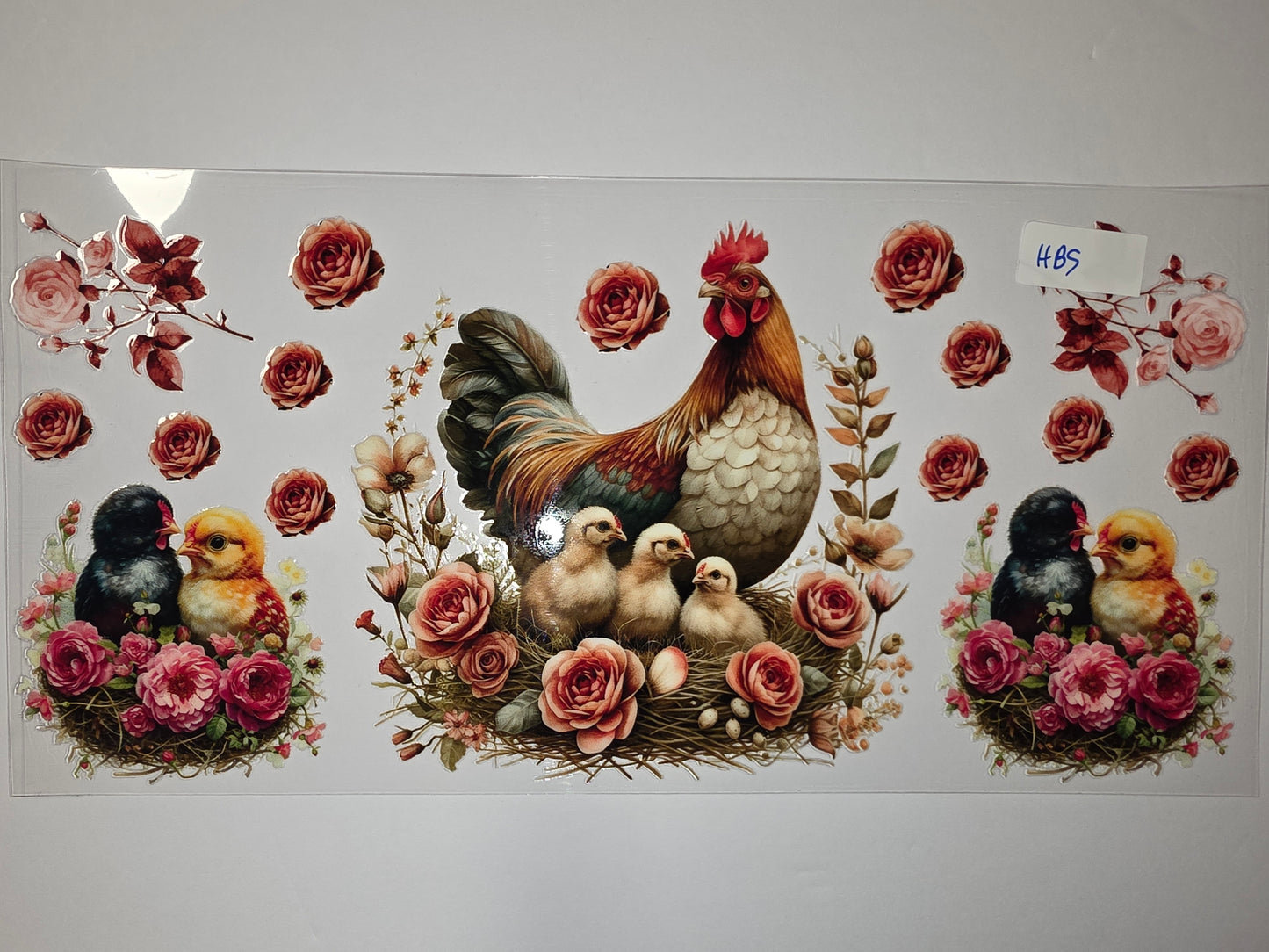 Vintage Rooster & Chicks Floral Tumbler Wrap | Farmhouse Rose Design