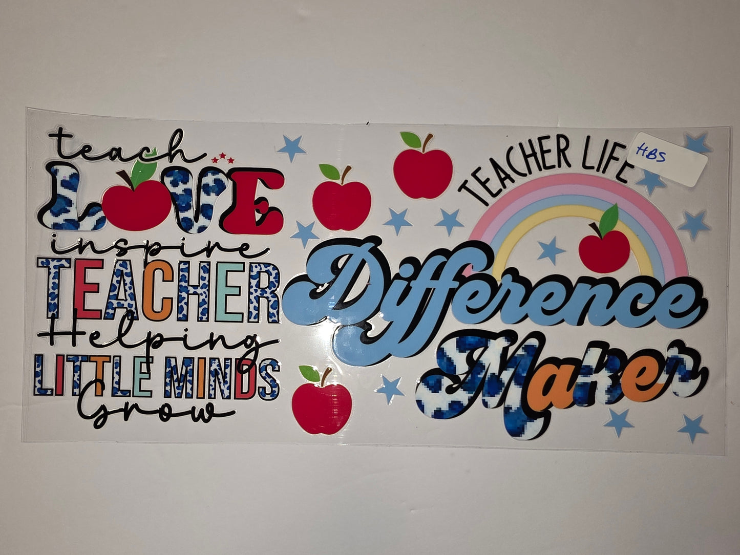 Teacher Life Tumbler Wrap | Apples, Rainbow, Stars | Inspirational Design