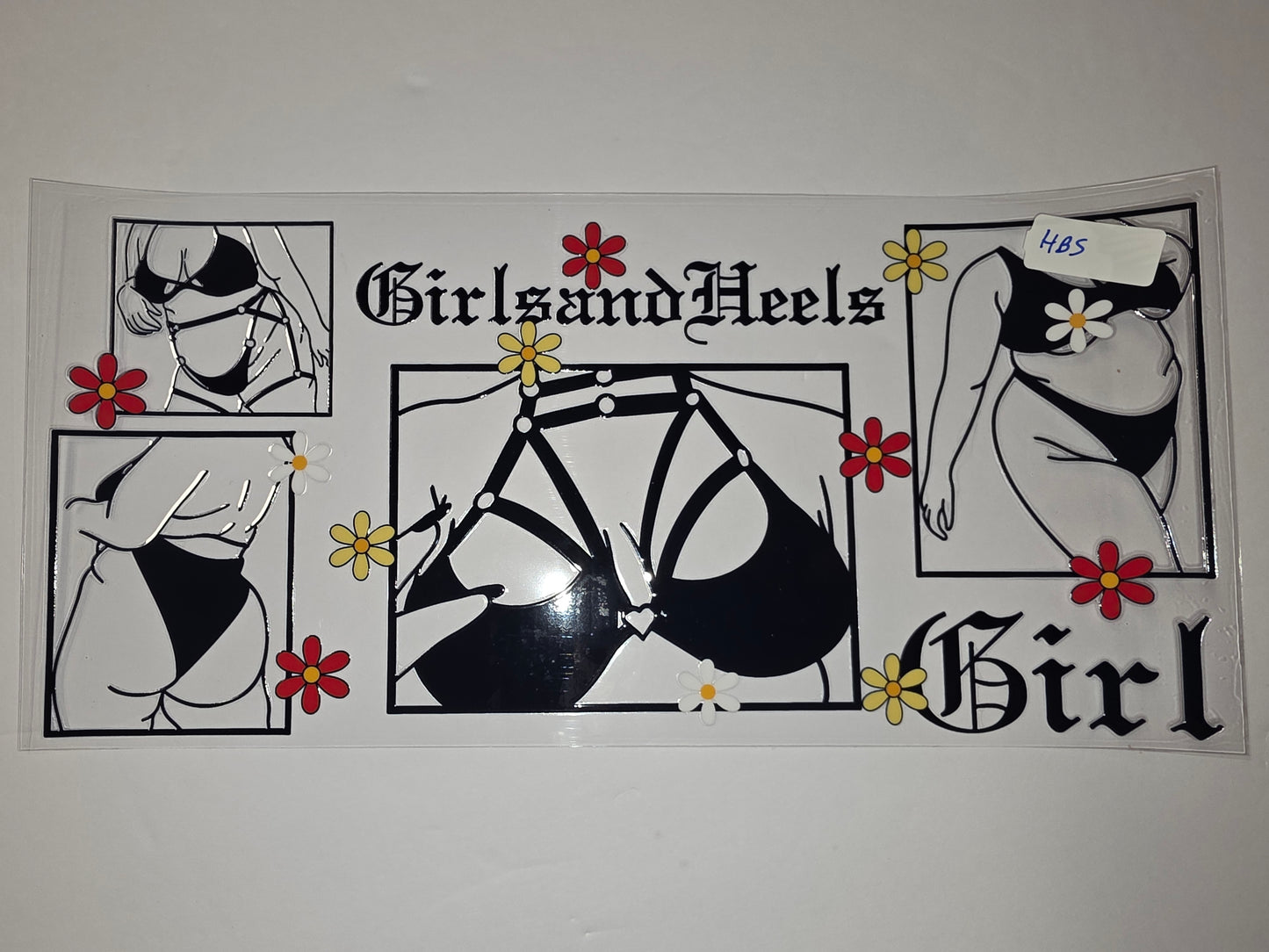 Girls and Heels Tumbler Wrap - Black & White Body Silhouettes with Floral Accents
