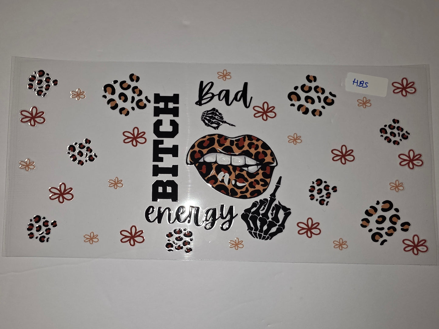 Bad Bitch Energy Leopard Lips Skeleton Hand Tumbler Wrap | Sublimation Design