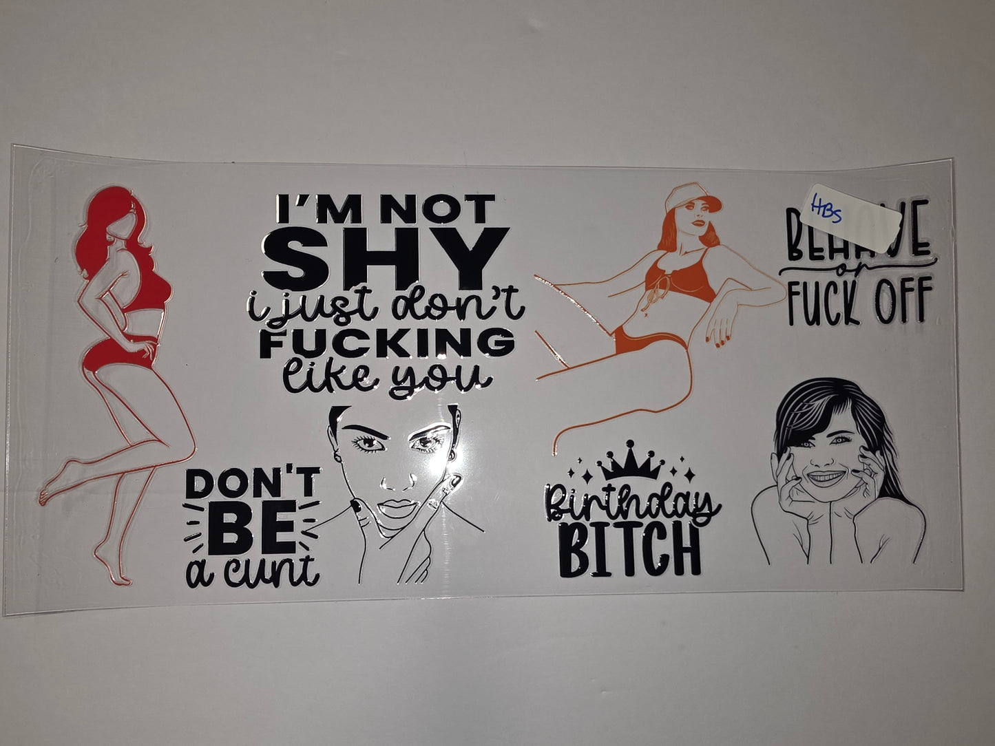 Sassy Diva Tumbler Wraps - Red, Orange, Black & White - Funny & Bold Designs