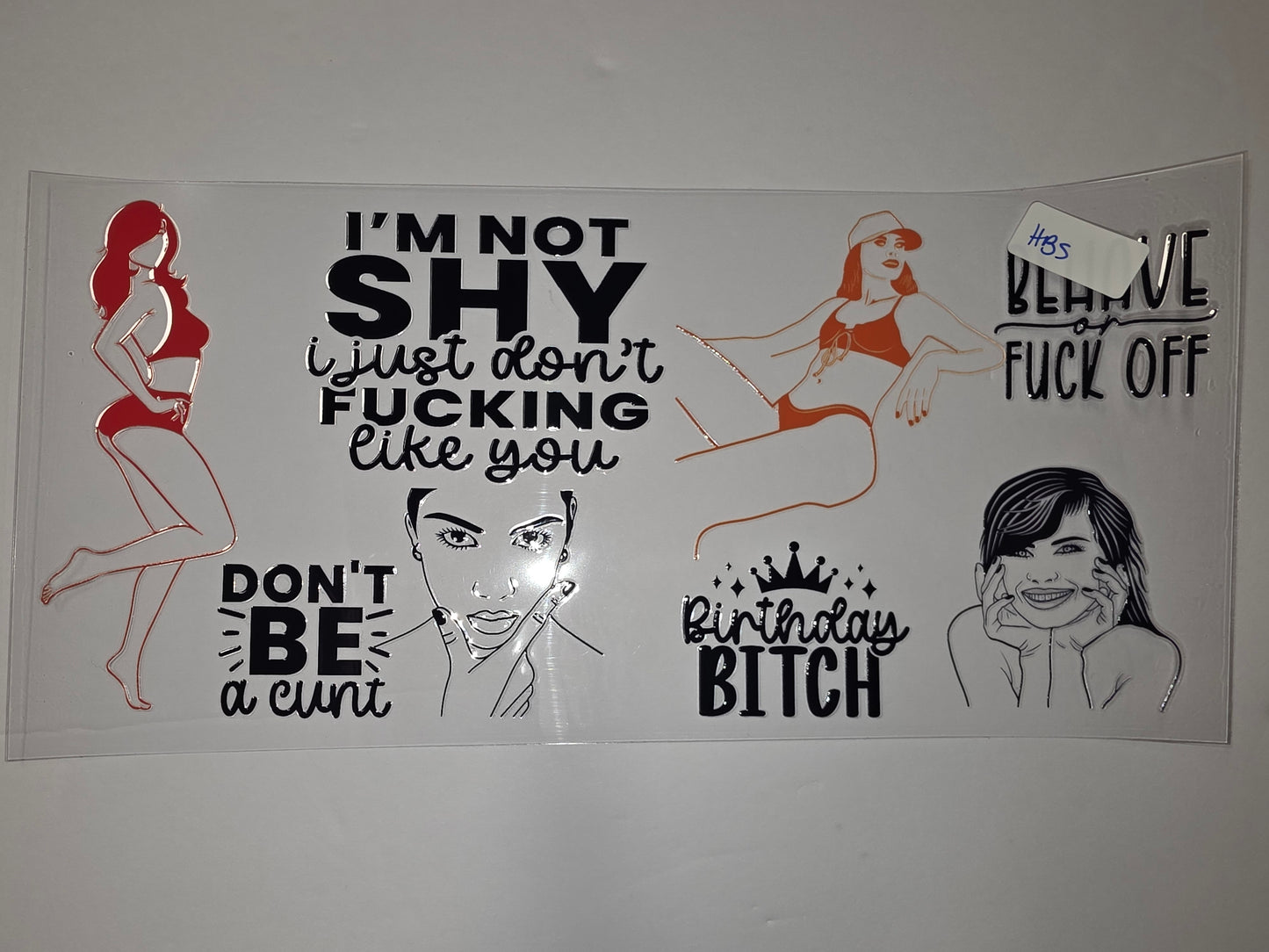 Sassy Women & Bold Text Tumbler Wraps | Red, Orange, Black & White Designs