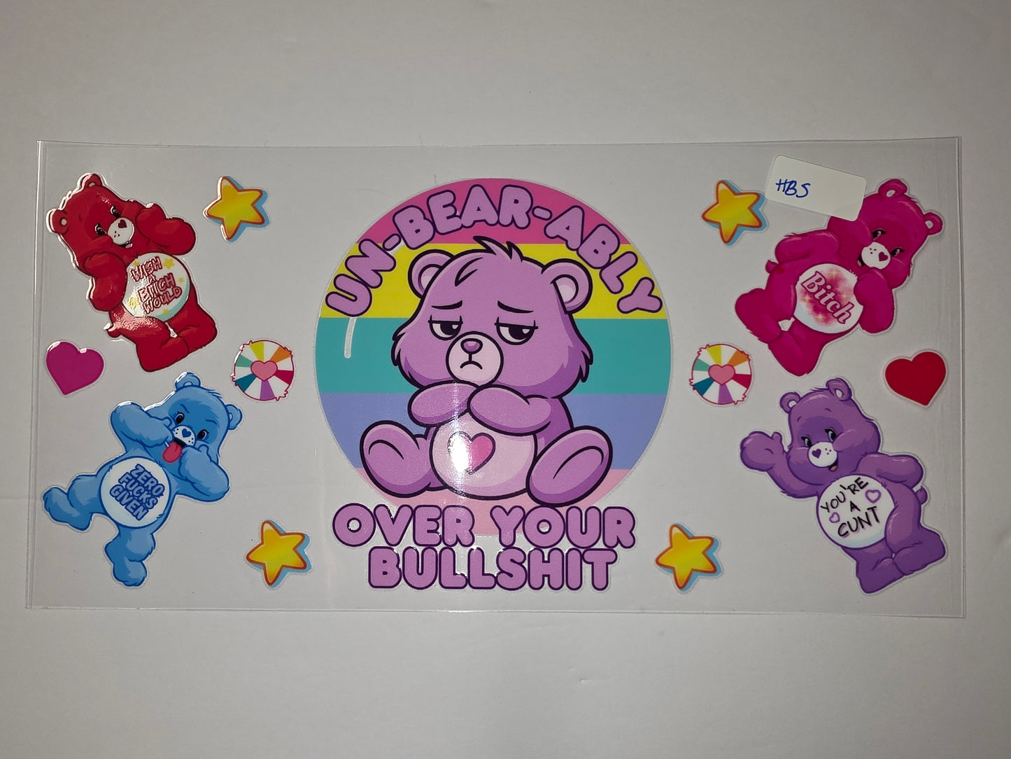 Sassy Bear Tumbler Wrap - "Un-bear-ably Over Your Bullshit" Design