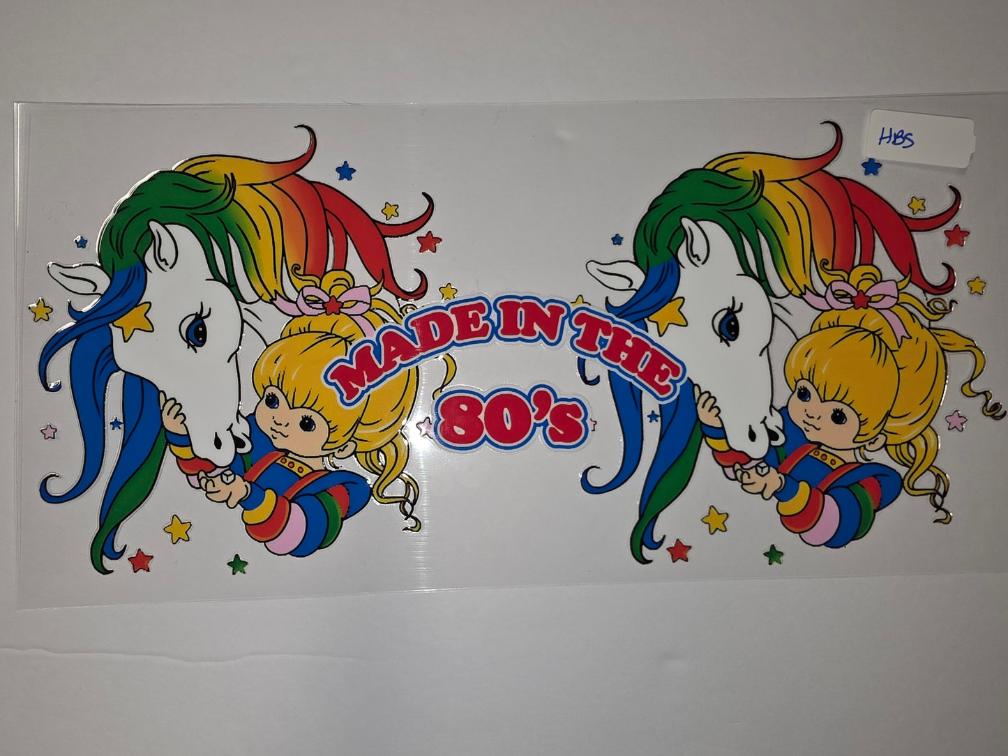 Retro 80s Rainbow Horse & Girl Tumbler Wrap | Nostalgic Vintage Drinkware Design