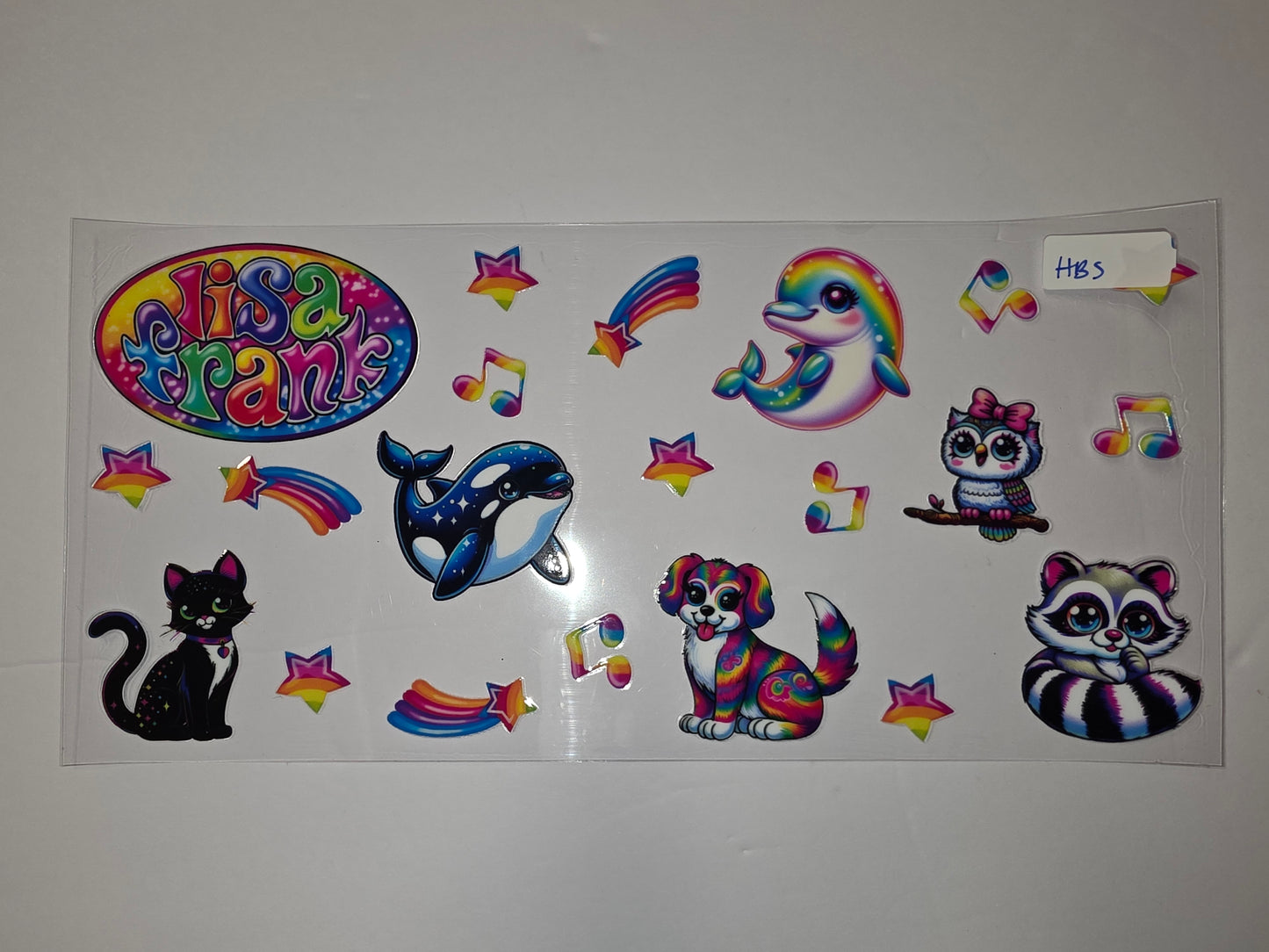 Retro Rainbow Animals Tumbler Wrap - Lisa Frank Inspired Cat, Dog, Dolphin, Owl, Raccoon