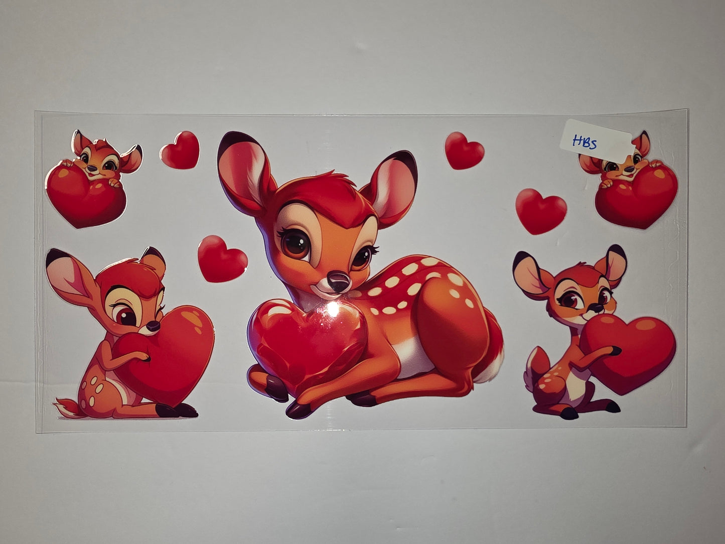 Cute Fawn & Hearts Tumbler Wrap | Valentine's Day Deer Design | Sublimation Cup Art