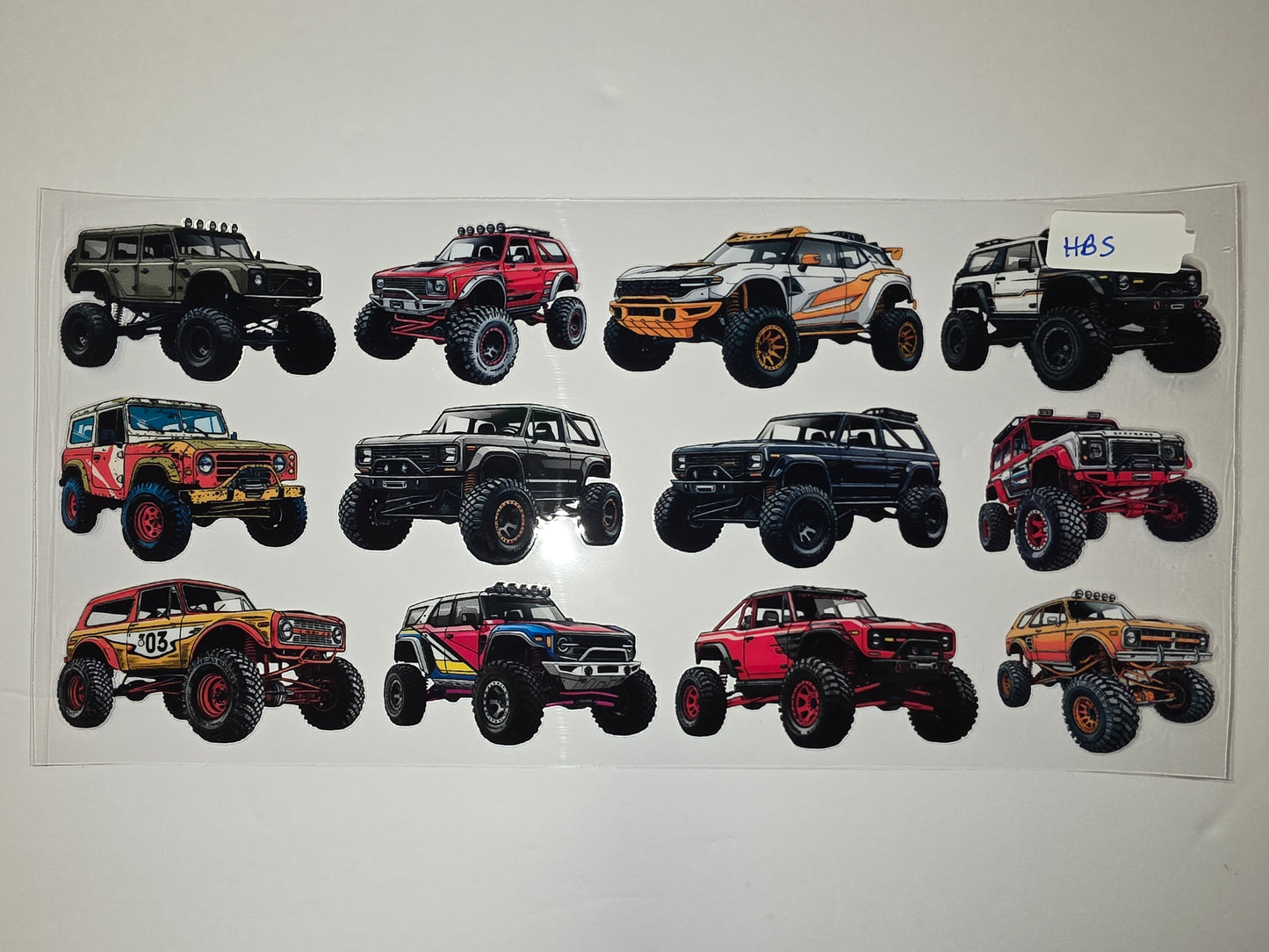 Off-Road Monster Truck Tumbler Wraps - Rugged SUV Designs in Red, Orange, Green & White