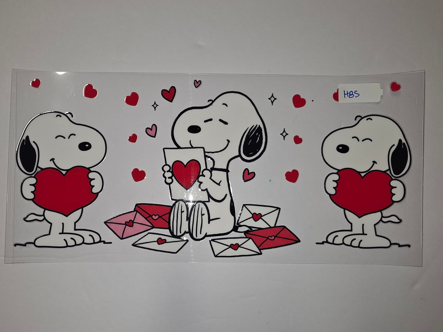 Snoopy Valentine's Day Tumbler Wrap - Red Hearts & Envelopes - Cute Dog Design