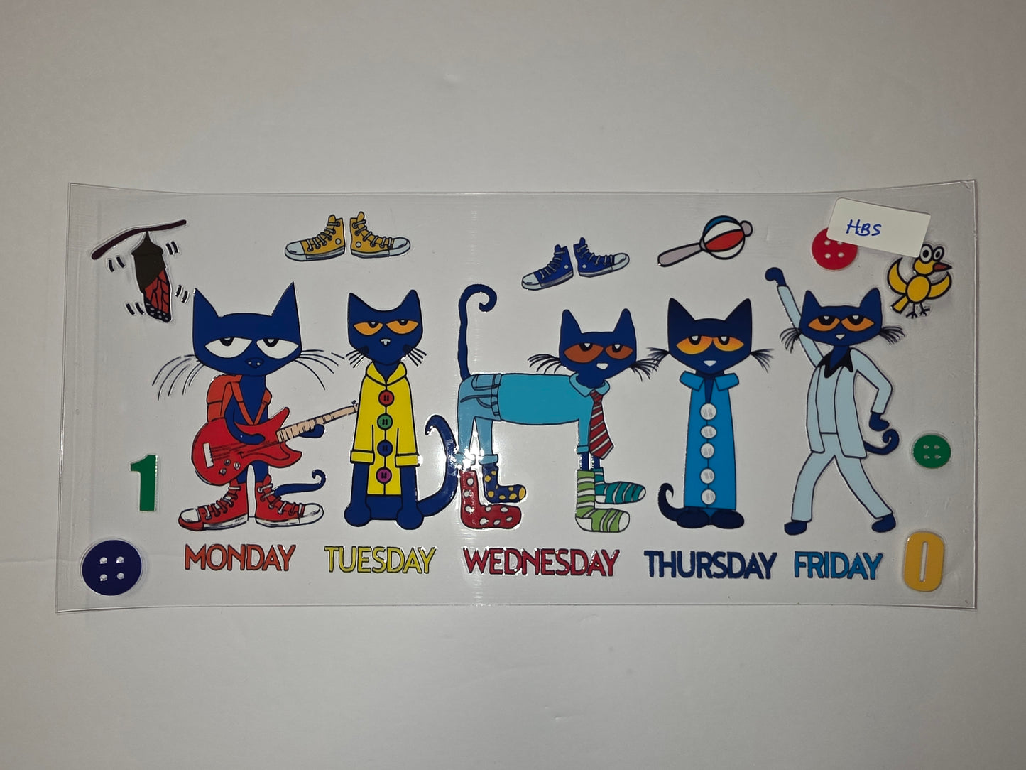 Pete the Cat Days of the Week Tumbler Wrap | Blue Cat Sublimation Design