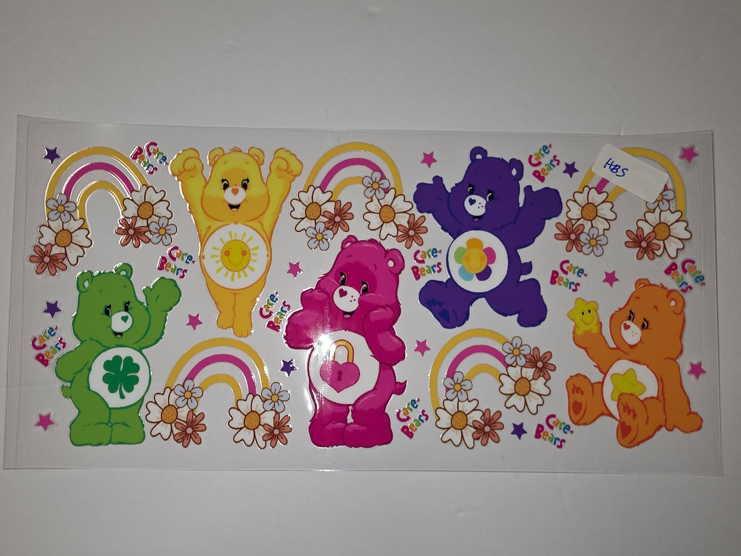 Retro Care Bears Tumbler Wrap - Rainbows, Flowers, and Stars - Vibrant Colors