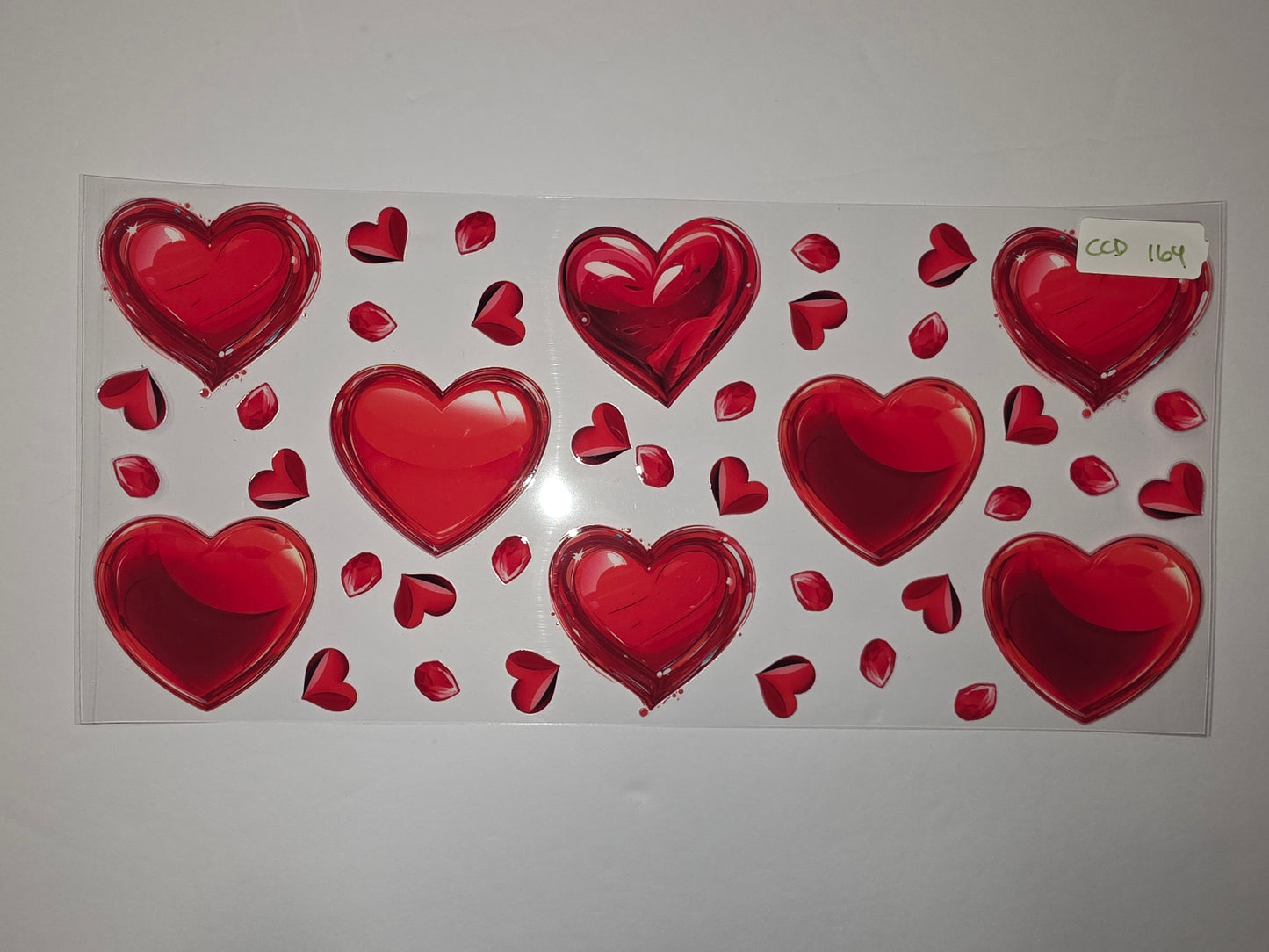 Red Heart Tumbler Wrap - Glossy Valentine's Day Design for Cups