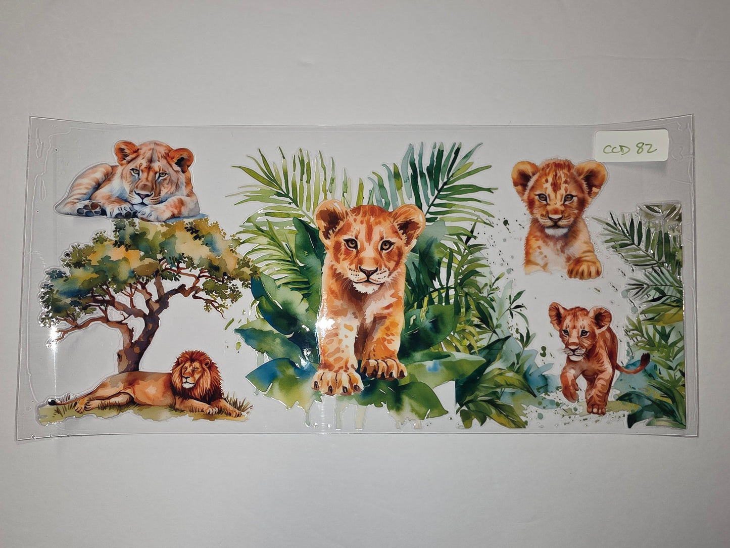 Watercolor Lion Cubs & Tree Tumbler Wrap | Jungle Safari Animal Design