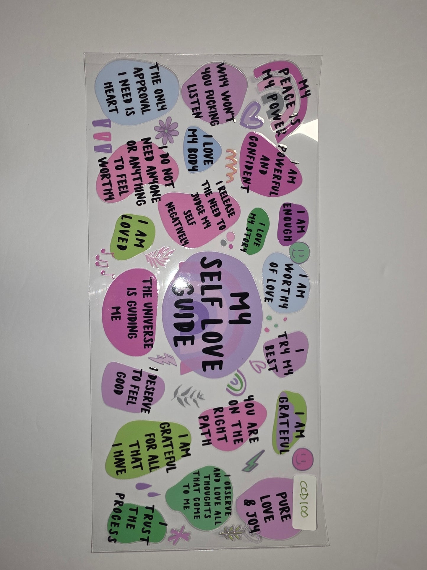 Positive Affirmation Tumbler Wrap | Self Love & Empowerment Stickers | Pastel Pink, Purple, Green