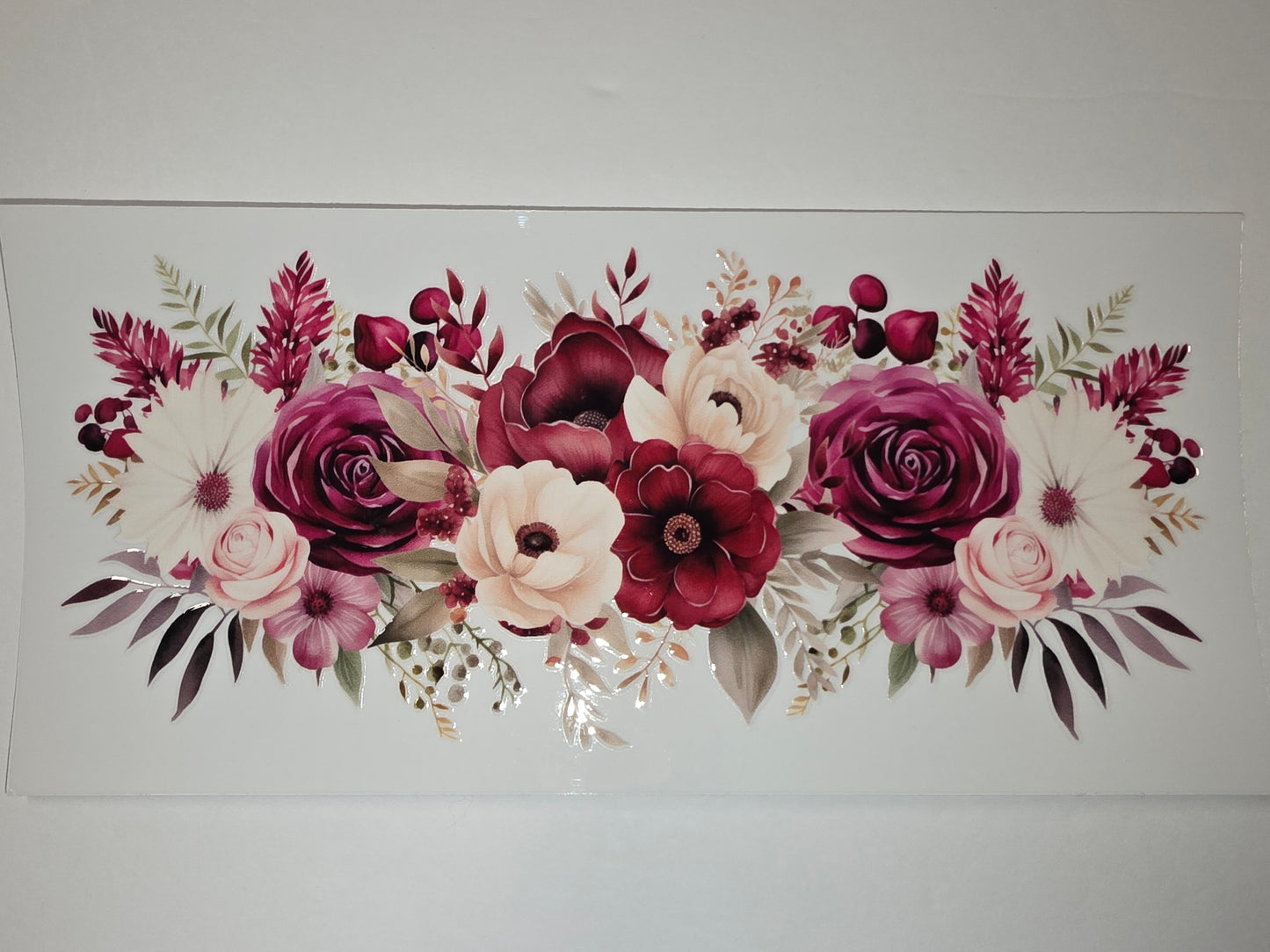 Bohemian Floral Tumbler Wrap - Burgundy, Cream & Pink Roses