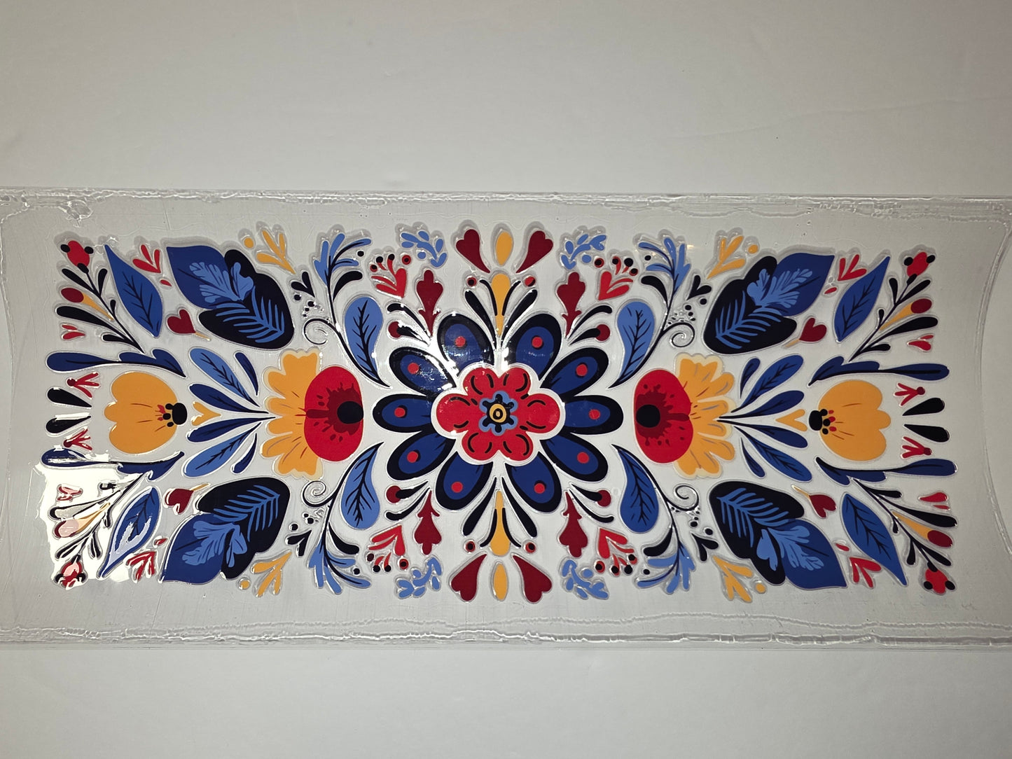 Vibrant Folk Floral Tumbler Wrap - Red, Blue, Yellow & Black Design