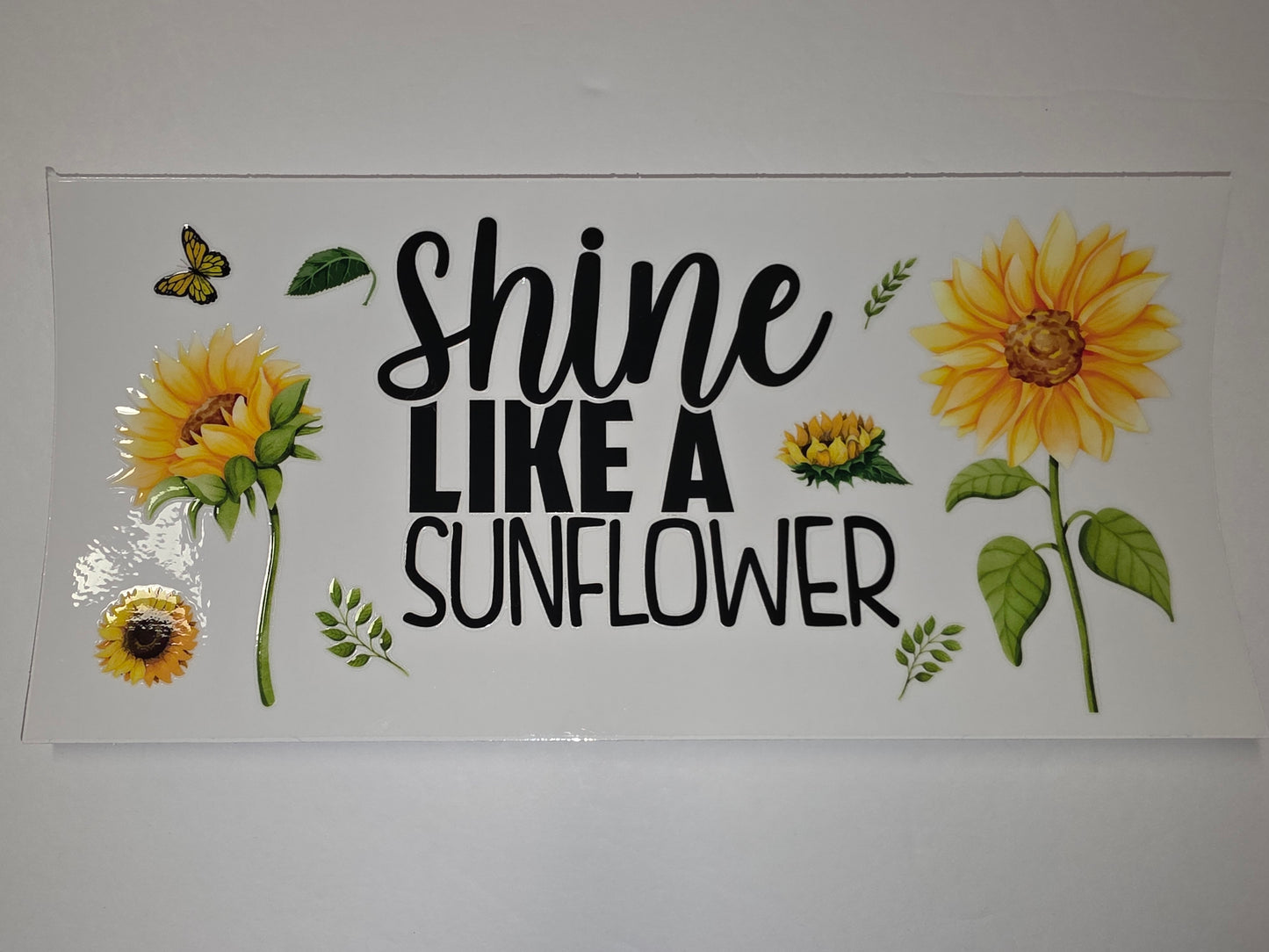 Shine Like a Sunflower Tumbler Wrap | Yellow Floral Butterfly Design | Drinkware Decal