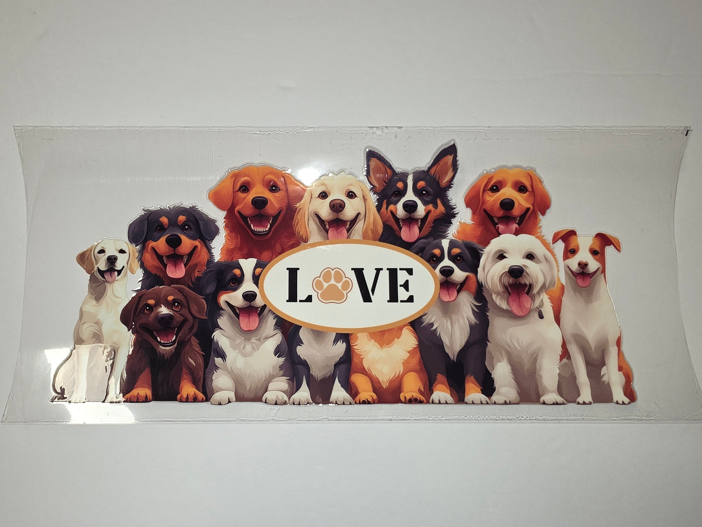 Cute Dog Lover Tumbler Wrap - "LOVE" Design with Adorable Pups
